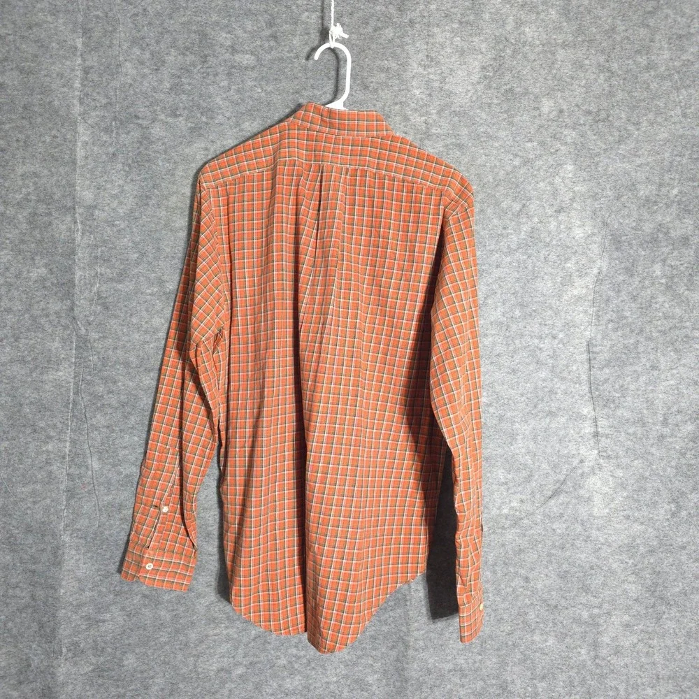Ralph Lauren Plaid Shirt Mens Medium Orange Classic Fit Long Sleeve Button Down